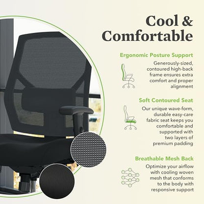 Crio Ergonomic Office Chair, Office Desk Computer Chair, Black, view 6