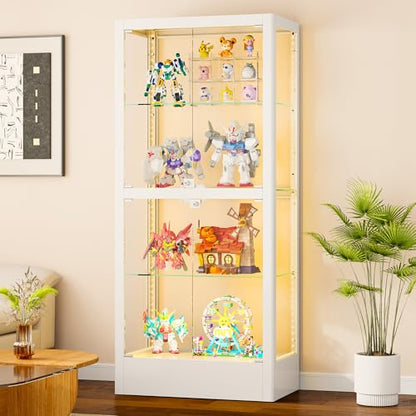 4-Sided Glass Display Cabinet with Lock & 13 Color Light, view 8