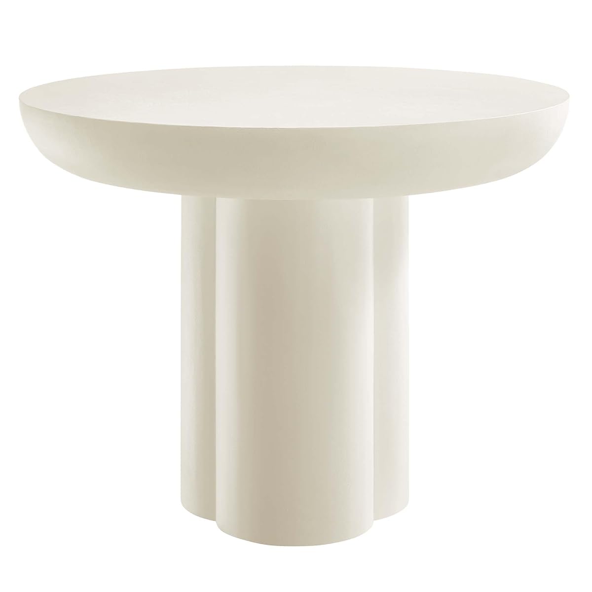 Caspian 40Inch Round Dining Table Industrial Concrete White Finish Modern Kitchen Room Entertaining Home Furniture Quality Stylish Elegant Durable Refined Versatile