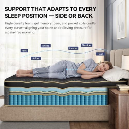 Queen Mattress, 12 Inch Hybrid Mattress Queen Size in a Box, Medium Firm, view 5