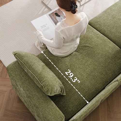 94'' Modular Sectional Sofa with All Seats Storage,Oversized 3-Seater Comfy Couches with Throw Pillows,Big Loveseat for Living Room,Bedroom,Chenille,Green