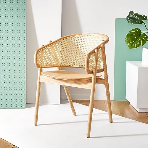 SAFAVIEH Couture Collection Emmy Tropical Coastal Natural Rattan Back Dining Chair