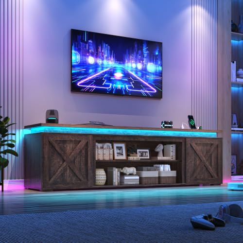 83" Farmhouse TV Stand for TVs Up to 95 Inch,Brown, view 6