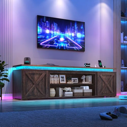 83" Farmhouse TV Stand for TVs Up to 95 Inch,Brown, view 6