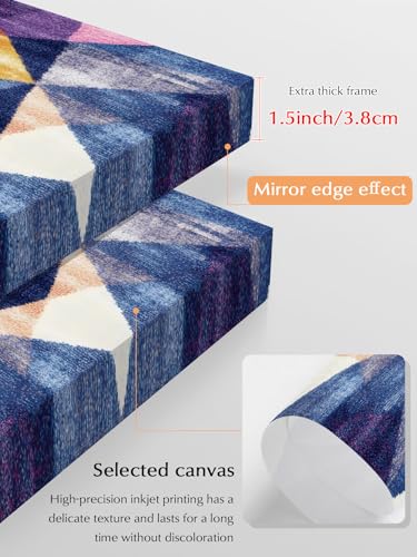 NuYeBiofx Gradient Colorful Geometric Canvas Wall Art Prints,48"x32" Framed Picture Artwork Abstract Watercolor Art Printed Canvas Oil Painting for Living Room Bedroom Office,Ready to Hang