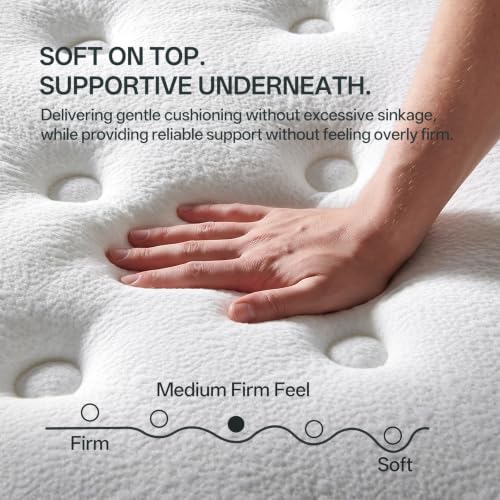 Queen Size Mattress 12 Inches Medium Firm Hybrid, Undisturbed Sleep, view 3