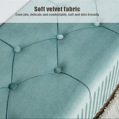 Velvet Storage Bench with Gold Metal Legs Stylish Bedroom Ottoman Bench for Living Room Entryway Hallway Foot Rest Furniture Purple 100x40x45cm