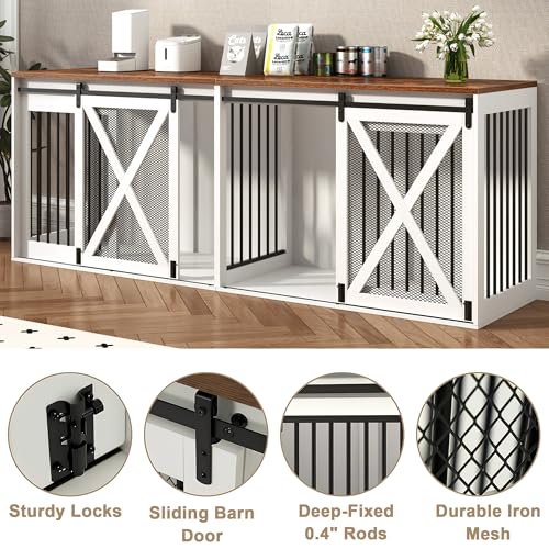 94.5 inch XXXL Double Dog Crate Furniture, White, view 6