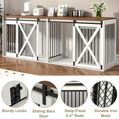 94.5 inch XXXL Double Dog Crate Furniture, White, view 6