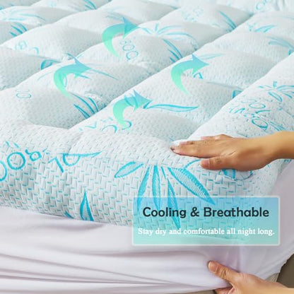 5 Inch Queen Mattress Topper Breathable Bamboo Viscose Air Layer, view 6