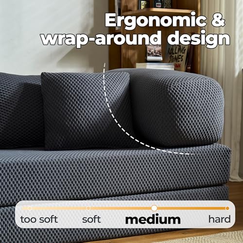 78''Convertible Modular Sleeper Sofa Bed, 5-in-1 Folding Boneless Couch, Pull Out Floor Sleeper, Modular Lounge Sofa for Living Room Bedroom, Multi-Function Foldable Sofa