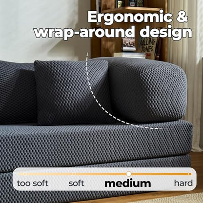 78''Convertible Modular Sleeper Sofa Bed, 5-in-1 Folding Boneless Couch, Pull Out Floor Sleeper, Modular Lounge Sofa for Living Room Bedroom, Multi-Function Foldable Sofa