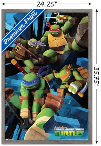Nickelodeon Teenage Mutant Ninja Turtles - Attack Wall Poster, 22.375" x 34", Barnwood Framed Version