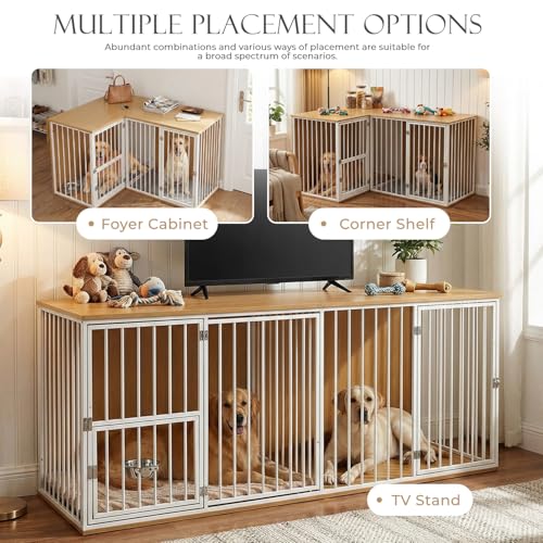 Large Double Dog Crate Furniture, White, view 7