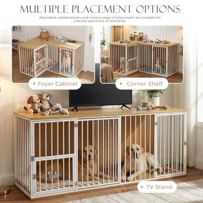 Large Double Dog Crate Furniture, White, view 7