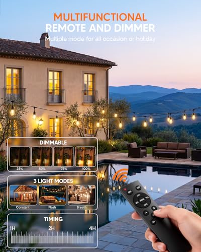 50FT S14 Outdoor String Lights, 32+2 Shatterproof Bulbs 2W, view 5