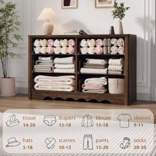 6 Drawer Dresser for Bedroom, 47.2" Wide Fluted Dresser, view 5