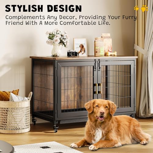 37.4 Inch Wooden Dog Crate Furniture for Small-Medium-Large Dogs, view 4