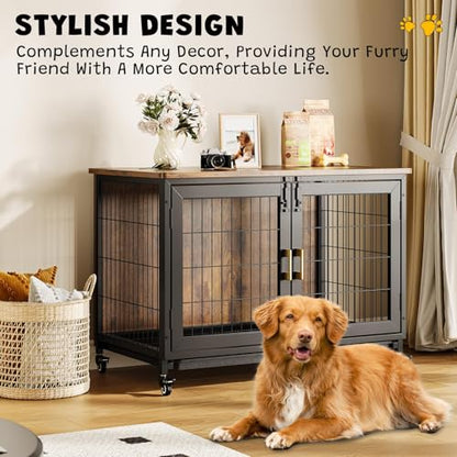 37.4 Inch Wooden Dog Crate Furniture for Small-Medium-Large Dogs, view 4