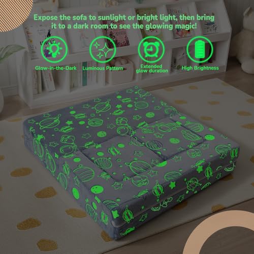 Glow Modular Kids Couch, Blue Space