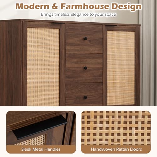 47.5" Sideboard Buffet Cabinet with Storage, Wooden Credenza, Brown, view 7