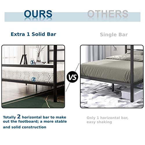 Bonnlo Black Canopy Bed Frame Full with Headboard, view 6