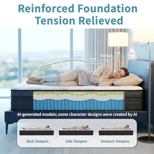 12 Inch Full Size Hybrid Mattress, Medium Firm, Motion Isolation, view 6