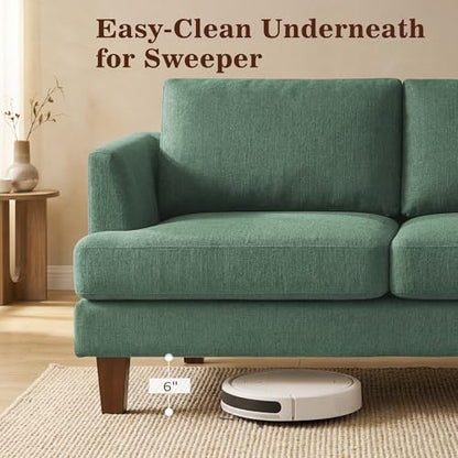 Mid Century Modern Couches for Living Room, 89" Comfy Green Couch Sofa with 3-Seater Deep Seats, Upholstered Sofas for Living Room, Office Apartment, Bedroom