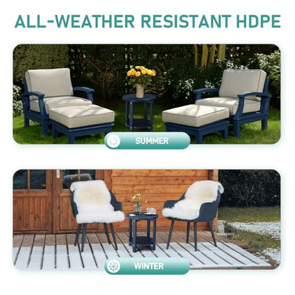 Outdoor Side Table, 2-Tier HDPE Adirondack Small End Tables Weather Resistant Patio Furniture for Backyard Poolside Porch Balcony