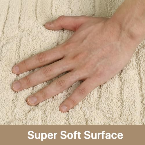Soft Washable Area Rugs 5x7, 3D Modern Grid Design Rugs for Living Room, High-Low Pile Textured Non Slip Fuzzy Shag Carpet, Non-Shedding Stain Resistant Beige Carpet for Bedroom, Dining Room