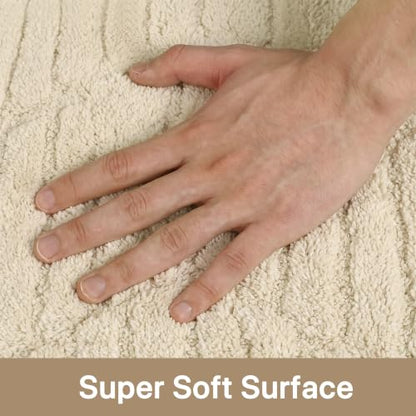 Soft Washable Area Rugs 5x7, 3D Modern Grid Design Rugs for Living Room, High-Low Pile Textured Non Slip Fuzzy Shag Carpet, Non-Shedding Stain Resistant Beige Carpet for Bedroom, Dining Room