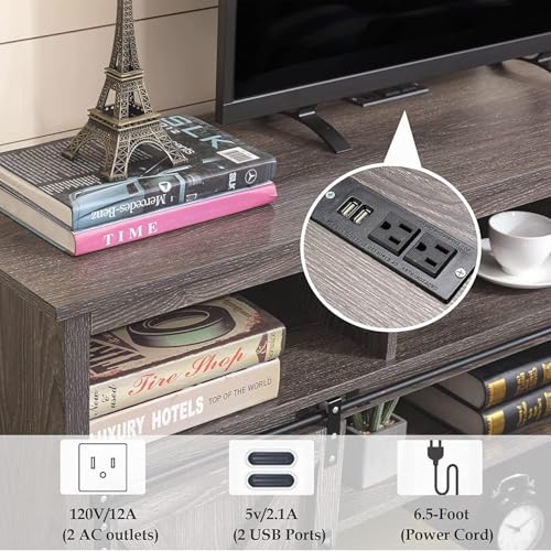 57In Wooden Farmhouse Entertainment Center for 60/65 inch TV, view 4