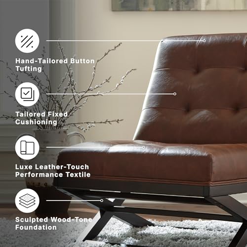 Signature Design by Ashley Sidewinder Mid-Century Modern Faux Leather Accent Chair, Brown