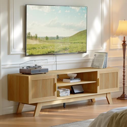 59.5" Fluted TV Stands for 65 Inch TV, Mid Century Modern, view 6