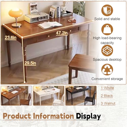 Solid Wood French Country Desk, Writing Desk with Storage Drawers, view 3