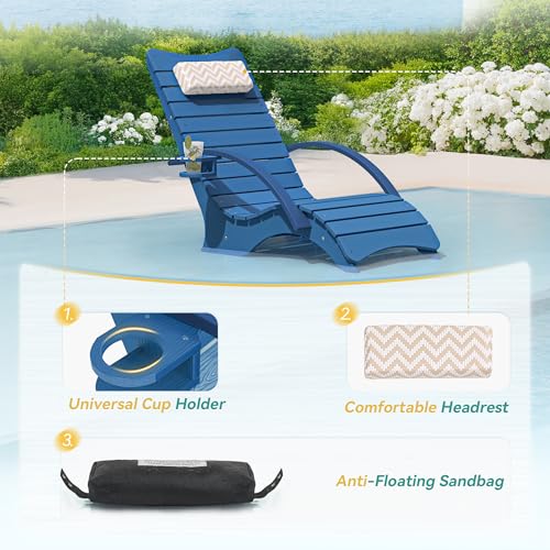 Pool Lounge Chairs Set of 2 with Armrest & Cupholder, 8-10 Shallow, view 6