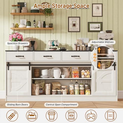 70" Large Farmhouse Tall TV Stand for 85/80/75/70 Inch TVs,4 Drawers,Multi, view 8