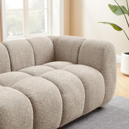 88" Oversized Boucle Sofa, Modern Upholstered Tufted Cloud Couch, Deep Seat Boucle Sofa,Cozy Modern 3 Seater Couch for Living Room, Bedroom, Apartment