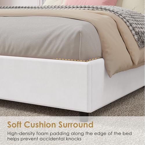 Queen Size Upholstered Bed Frame with 4 Storage Drawers, view 7