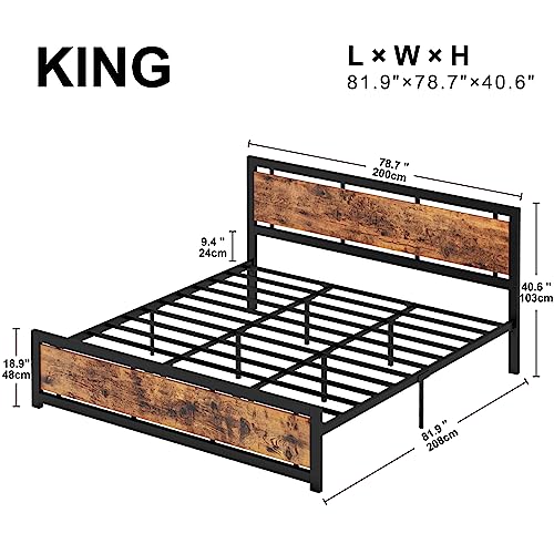 King Size Bed Frame with Headboard and Footboard, view 3