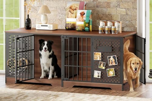 71" Dog Crate Furniture for 2 Large Dogs, view 2