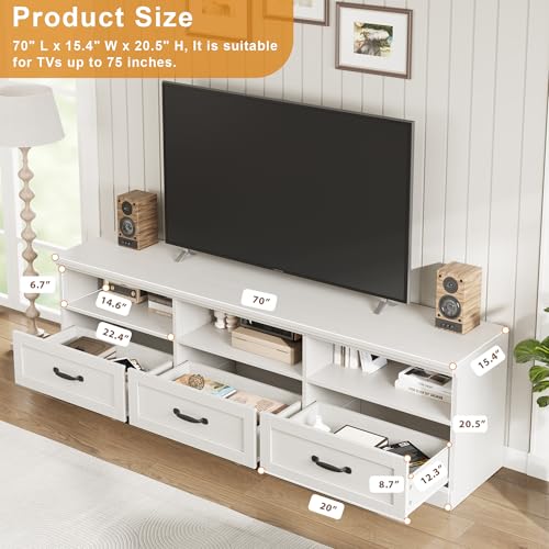 70 Inch Mid-Century Modern TV Stand for 65/70/75 in TV, view 3