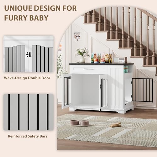 Dog Crate, 44 Inch Dog Crate Furniture End Table, view 6