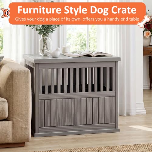 Heavy Duty Dog Crate Furniture Lockable Indoor Outdoor Kennel & End Table, view 3