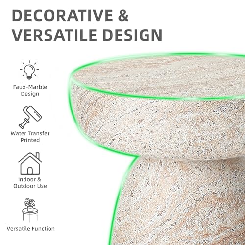 24" Side Table Outdoor, Large Modern Geometric End Table | Multi-Functional Coffee Table Doubles as Planter Stand for Garden, Balcony, or Porch. Decorative Pedestal Design