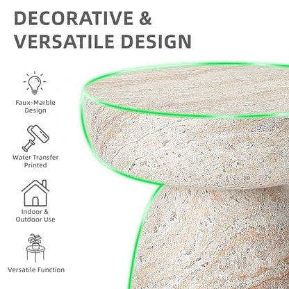 24" Side Table Outdoor, Large Modern Geometric End Table | Multi-Functional Coffee Table Doubles as Planter Stand for Garden, Balcony, or Porch. Decorative Pedestal Design