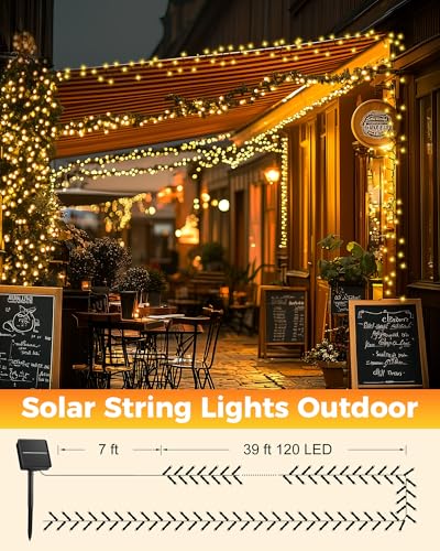 2 Pack Solar String Lights Outdoor Waterproof, 92Ft 240 LED Solar Lights Outdoor with 8 Modes, Outdoor Light Solar Powered for Patio Yard Tree Garden Party Decorations, Warm White