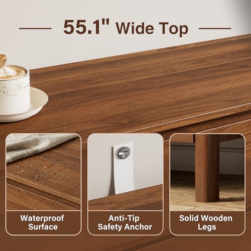 55" Mid-Century Modern Dresser for Bedroom, view 4