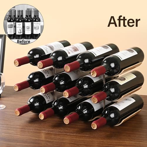Countertop Wine Rack, 12 Bottle Freestanding Wine Bottle Holder Stand, view 5