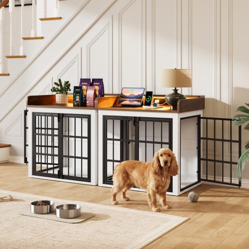 Wooden Dog Crate Furniture - 27.5" Dog Kennel Indoor with Storage, view 7